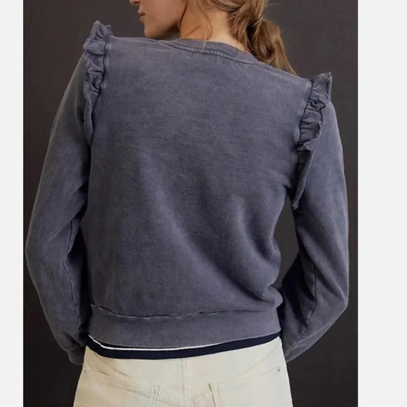 Anthropologie T.LA gray Ruffled Pullover Size XS - Picture 4 of 10